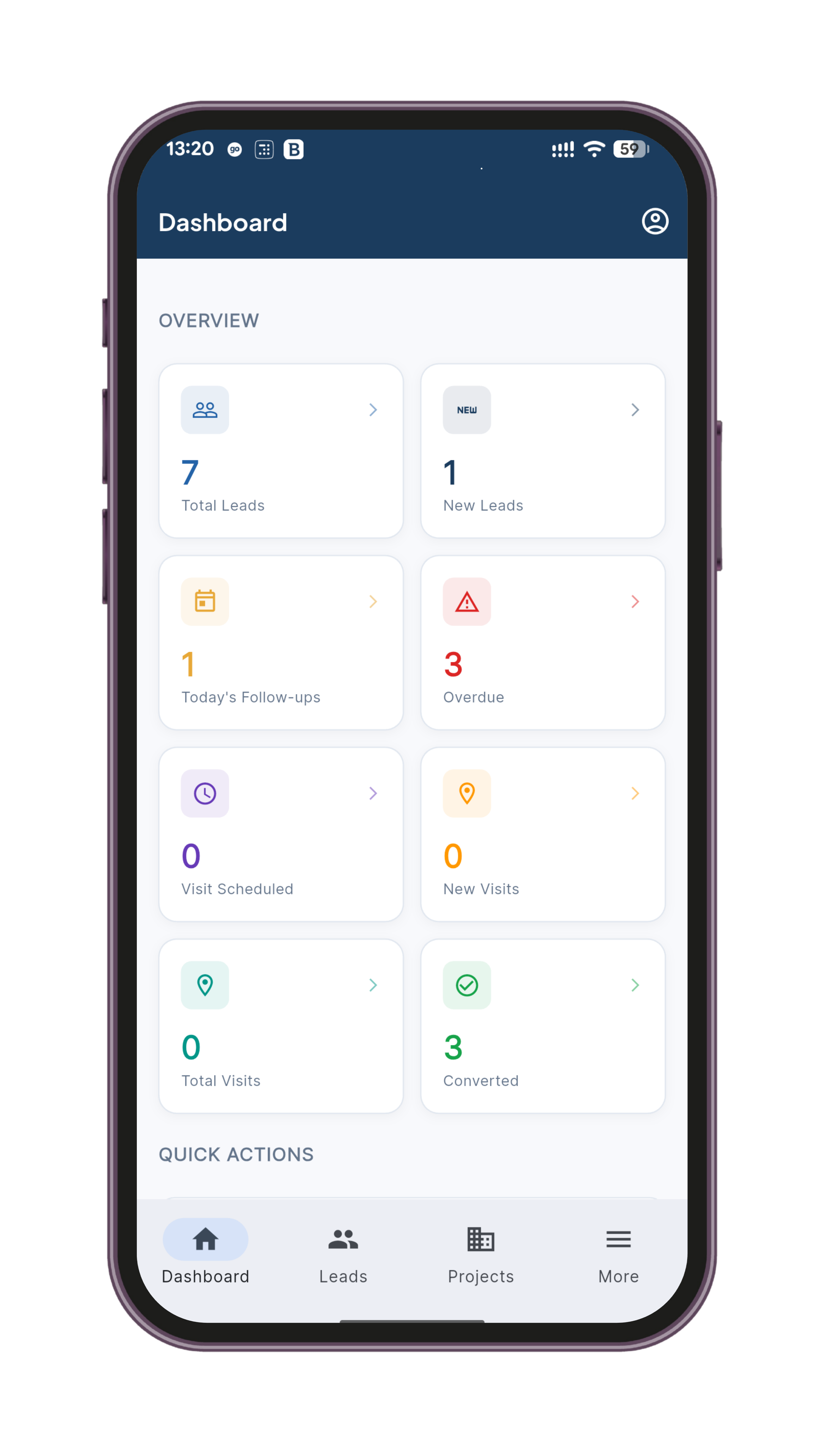 Builder CRM Software Dashboard